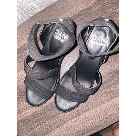 Steve Madden Y2K chunky combat punk heeled strappy sandals black size 10 - Picture 2 of 12